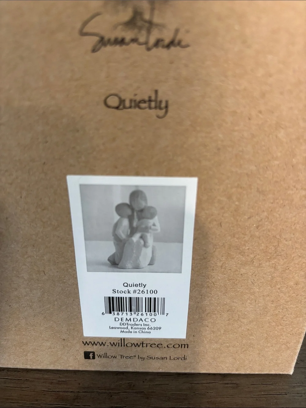 Willow Tree “Quietly” Mother Embracing Two Children Figurine in White and Brown